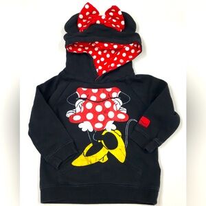 Disney Minnie Mouse Sweatshirt Hoodie Size 24 Months Black Red Polka Dot
